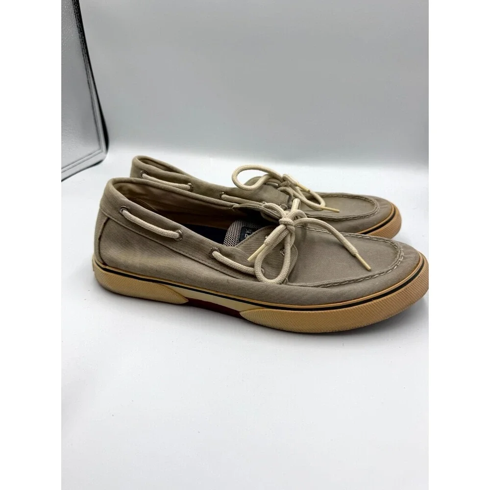 Sperry Top-Sider 0777916 Mens 11.5 M Khaki Canvas Moc Toe Slip On Boat Shoes
